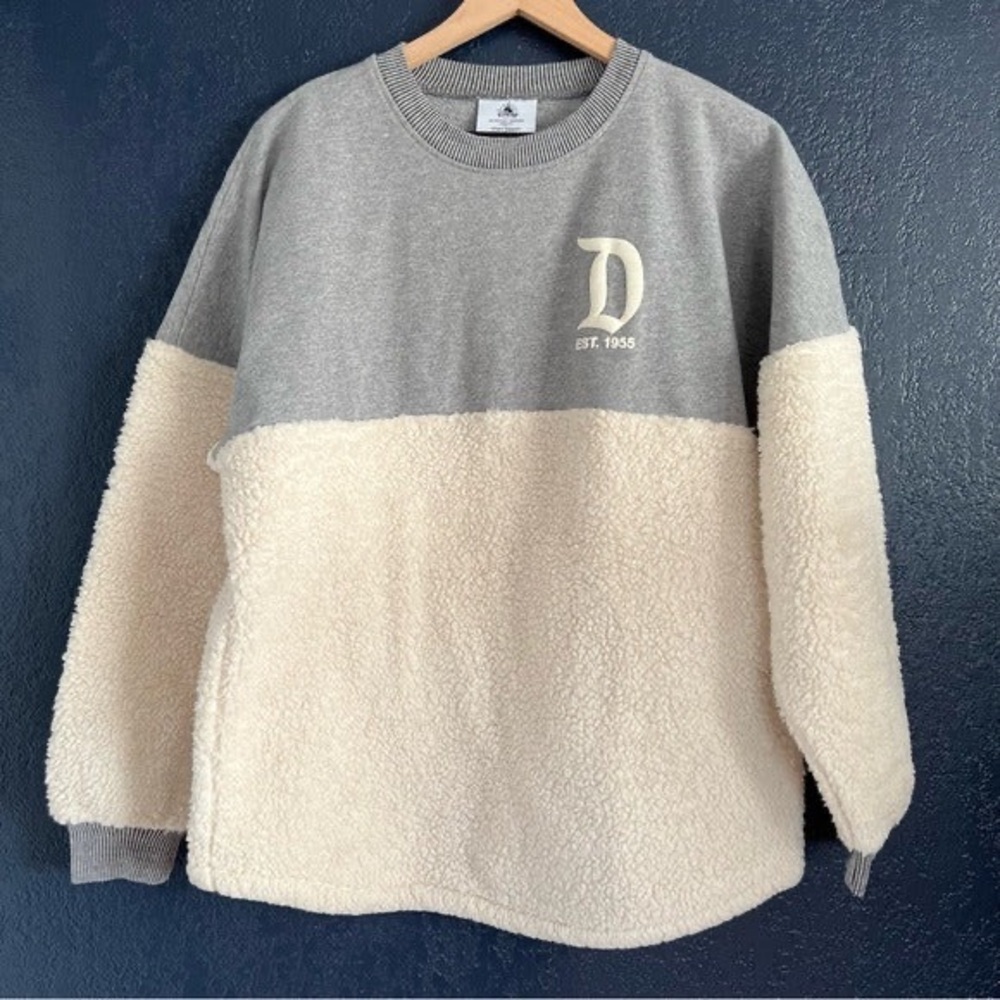 Disney NWOT Sherpa Fleece Gray and Cream Crewneck Sweater
